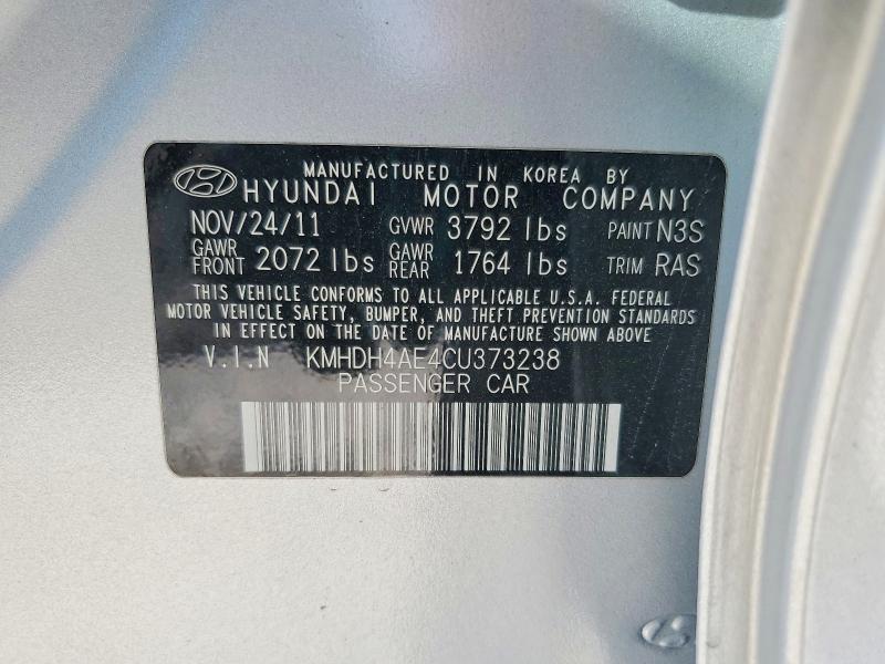 Aukcja sprzedaży 2012 Hyundai Elantra, vin: KMHDH4AE4CU373238, numer aukcji: 63245866