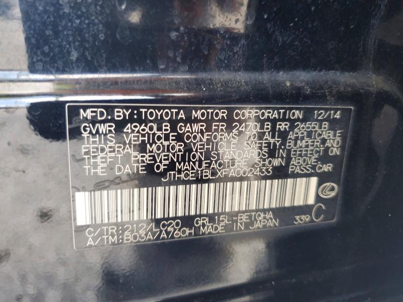 Aukcja sprzedaży 2015 Lexus Gs, vin: JTHCE1BLXFA002433, numer aukcji: 64675206