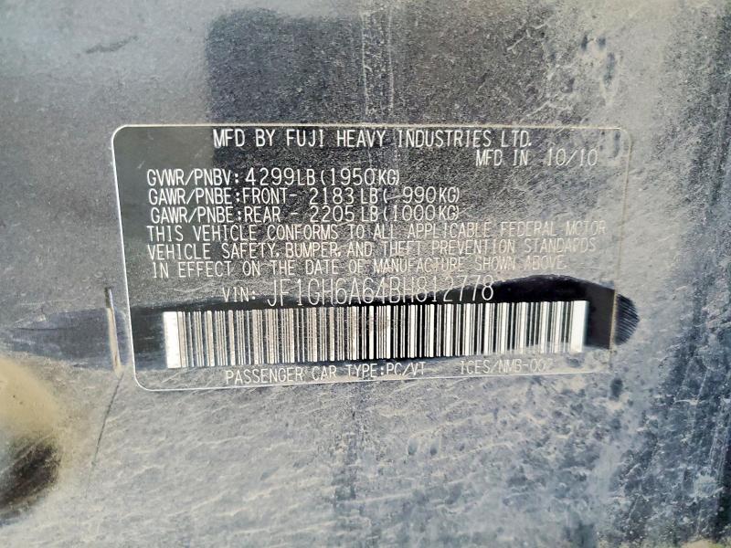2011 Subaru Impreza მანქანა იყიდება აუქციონზე, vin: JF1GH6A64BH812778, აუქციონის ნომერი: 64902326