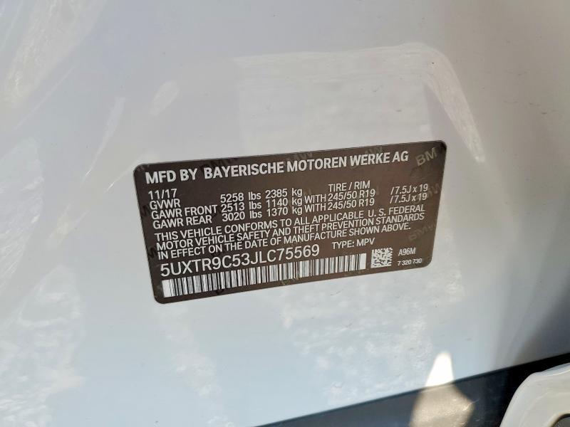 Продажа на аукционе авто 2018 Bmw X3, vin: 5UXTR9C53JLC75569, номер лота: 63686516