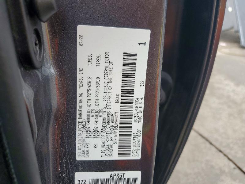 Продажа на аукционе авто 2020 Toyota Tundra, vin: 5TFUY5F10LX944271, номер лота: 63998616