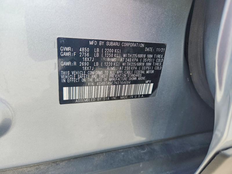 Aukcja sprzedaży 2022 Subaru Outback, vin: 4S4BTANC7N3164694, numer aukcji: 65828916