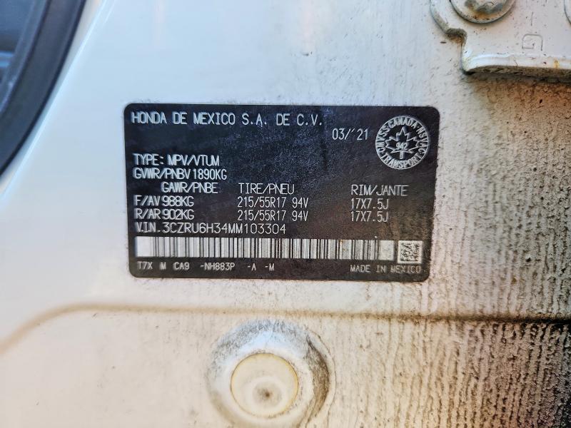 66547216 :رقم المزاد ، 3CZRU6H34MM103304 vin ، 2021 Honda Hr-v مزاد بيع