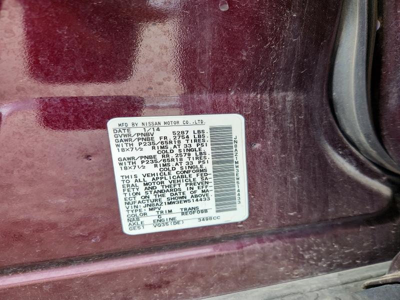 Aukcja sprzedaży 2014 Nissan Murano, vin: JN8AZ1MW3EW514433, numer aukcji: 64318146