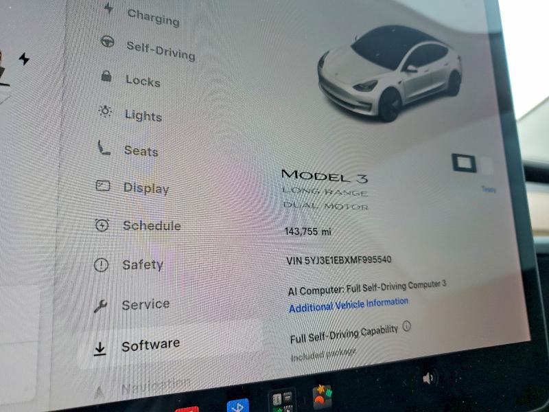 2021 Tesla Model 3 მანქანა იყიდება აუქციონზე, vin: 5YJ3E1EBXMF995540, აუქციონის ნომერი: 65011176