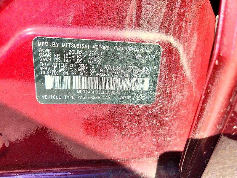 Продажа на аукционе авто 2020 Mitsubishi Mirage, vin: ML32A3HJ3LH003083, номер лота: 66194976