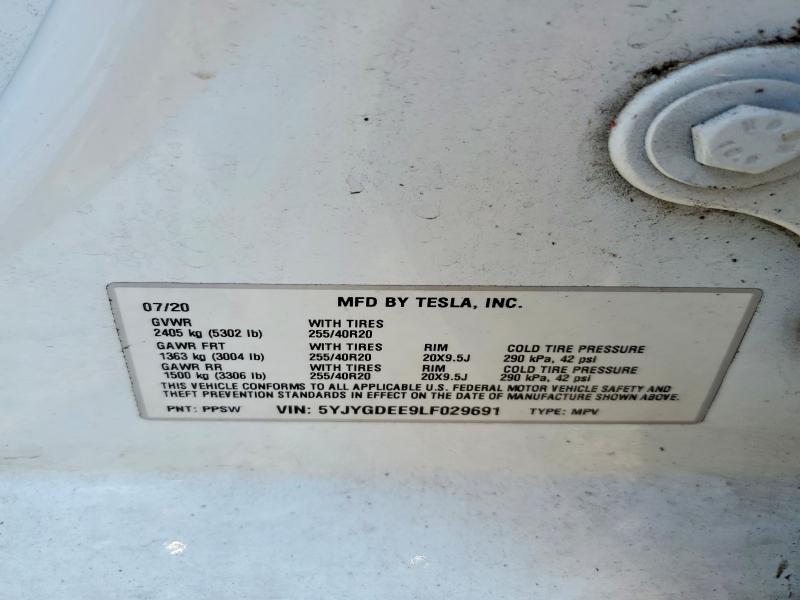 Продажа на аукционе авто 2020 Tesla Model Y, vin: 5YJYGDEE9LF029691, номер лота: 65157936