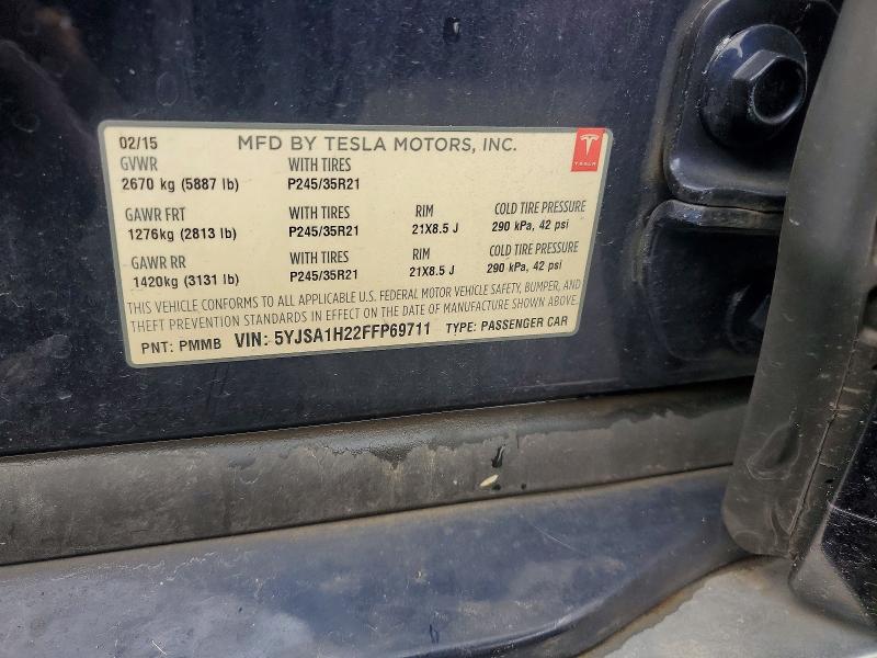64040696 :رقم المزاد ، 5YJSA1H22FFP69711 vin ، 2015 Tesla Model S مزاد بيع