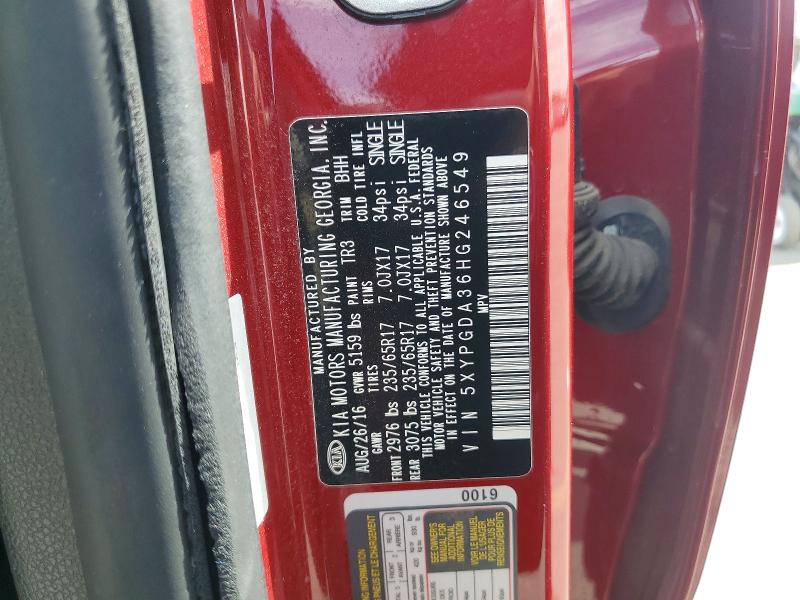 Продаж на аукціоні авто 2017 Kia Sorento, vin: 5XYPGDA36HG246549, номер лоту: 66141726