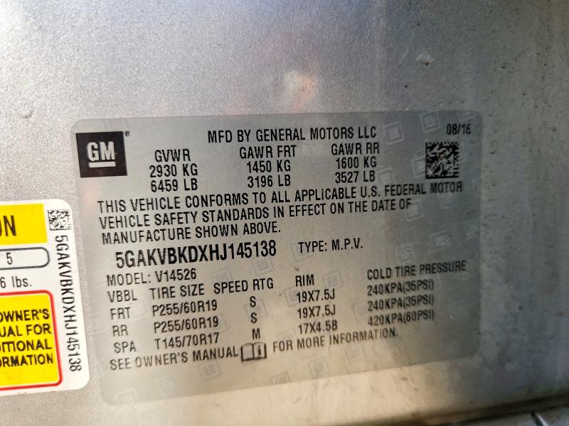 Продажа на аукционе авто 2017 Buick Enclave, vin: 5GAKVBKDXHJ145138, номер лота: 65325406