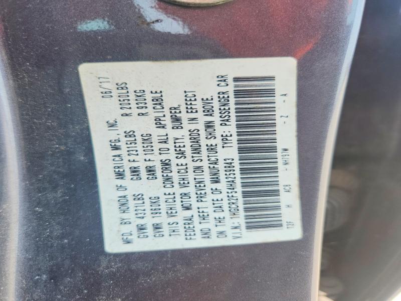 Продажа на аукционе авто 2017 Honda Accord, vin: 1HGCR2F54HA259843, номер лота: 66699526