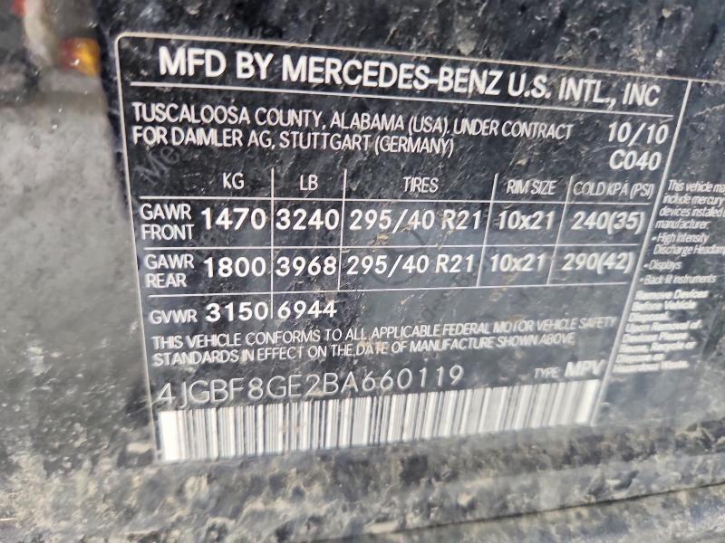 Продажа на аукционе авто 2011 Mercedes-benz Gl, vin: 4JGBF8GE2BA660119, номер лота: 63404636