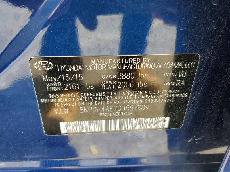 Aukcja sprzedaży 2016 Hyundai Elantra, vin: 5NPDH4AE7GH697689, numer aukcji: 63648706