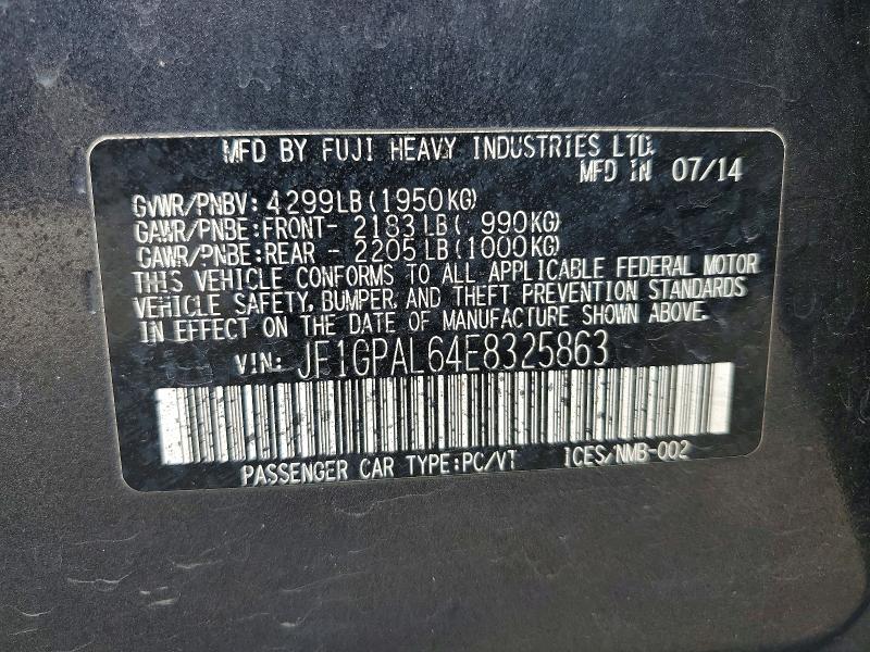 Продажа на аукционе авто 2014 Subaru Impreza, vin: JF1GPAL64E8325863, номер лота: 65110566