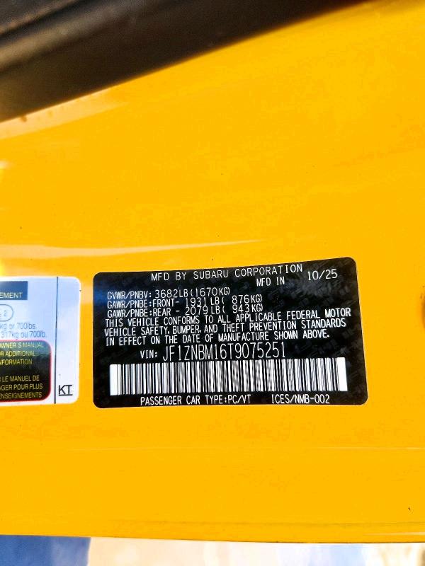 Продаж на аукціоні авто 2026 Toyota Gr86, vin: JF1ZNBM16T9075251, номер лоту: 63649756