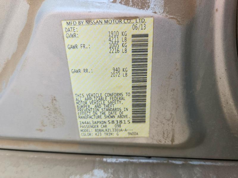 63941706 :رقم المزاد ، 1N4AL3APXDN583815 vin ، 2013 Nissan Altima مزاد بيع