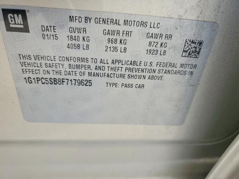 Продаж на аукціоні авто 2015 Chevrolet Cruze, vin: 1G1PC5SB8F7179625, номер лоту: 67011916