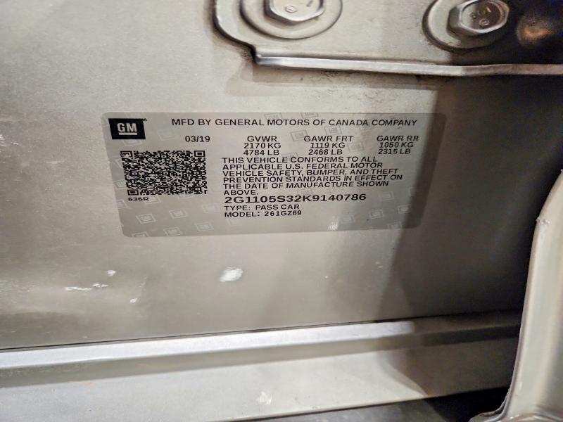 Продаж на аукціоні авто 2019 Chevrolet Impala, vin: 2G1105S32K9140786, номер лоту: 64816216