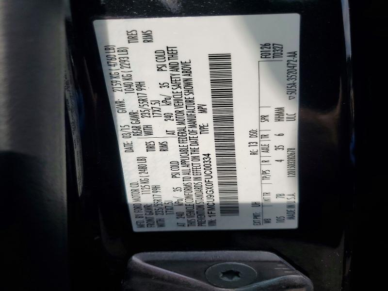 65394986 :رقم المزاد ، 1FMCU9GX0FUC00334 vin ، 2015 Ford Escape مزاد بيع