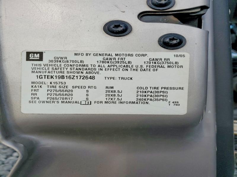2006 Gmc New Sierra მანქანა იყიდება აუქციონზე, vin: 1GTEK19B16Z172648, აუქციონის ნომერი: 64207446