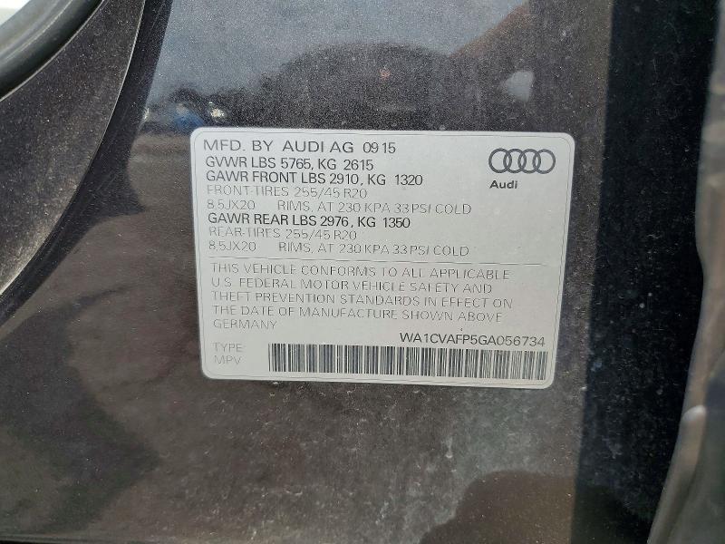 Aukcja sprzedaży 2016 Audi Q5, vin: WA1CVAFP5GA056734, numer aukcji: 66643776