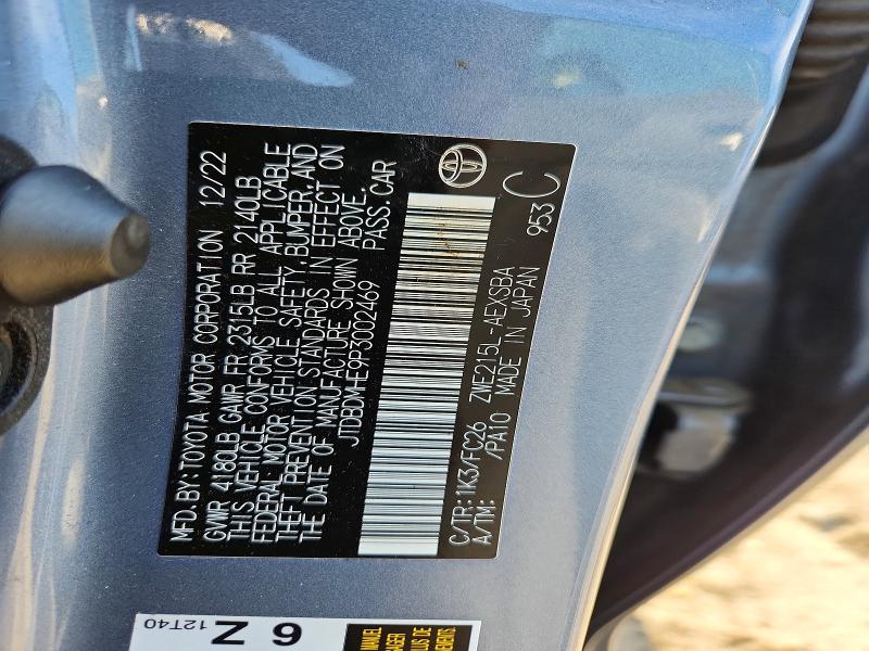 Продаж на аукціоні авто 2023 Toyota Corolla Hybrid, vin: JTDBDMHE9P3002469, номер лоту: 63565426