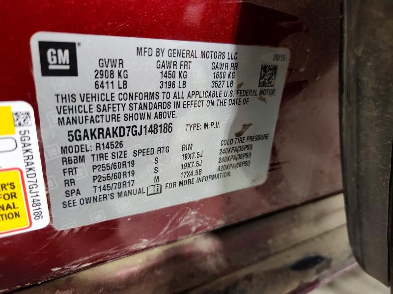 Aukcja sprzedaży 2016 Buick Enclave, vin: 5GAKRAKD7GJ148186, numer aukcji: 63814156