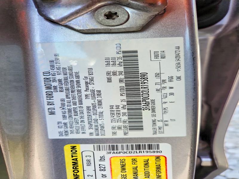 Aukcja sprzedaży 2020 Ford Fusion, vin: 3FA6P0CD2LR195890, numer aukcji: 64982916
