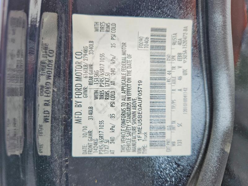Aukcja sprzedaży 2010 Ford Explorer Sport Trac, vin: 1FMEU5BE0AUF05719, numer aukcji: 64785656