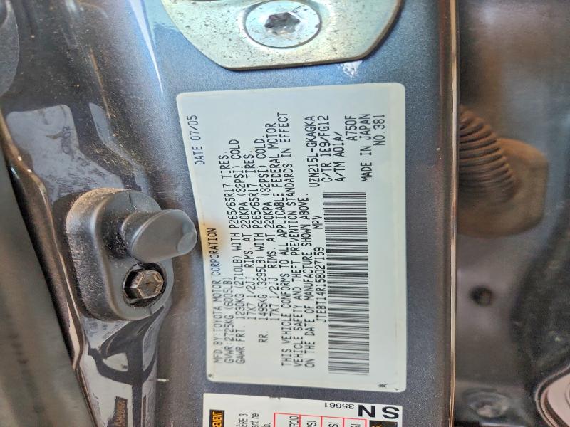 Aukcja sprzedaży 2005 Toyota 4runner, vin: JTEBT14R158027159, numer aukcji: 64393146