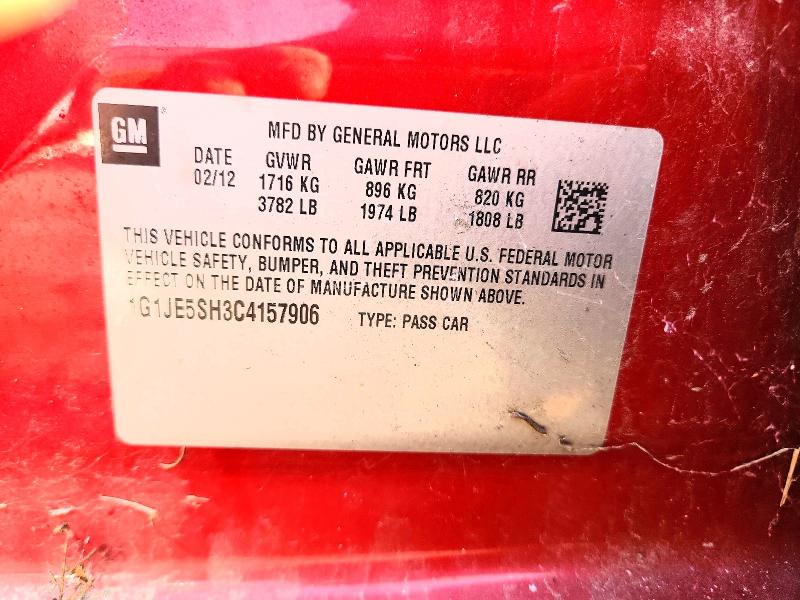 Aukcja sprzedaży 2012 Chevrolet Sonic, vin: 1G1JE5SH3C4157906, numer aukcji: 65051266