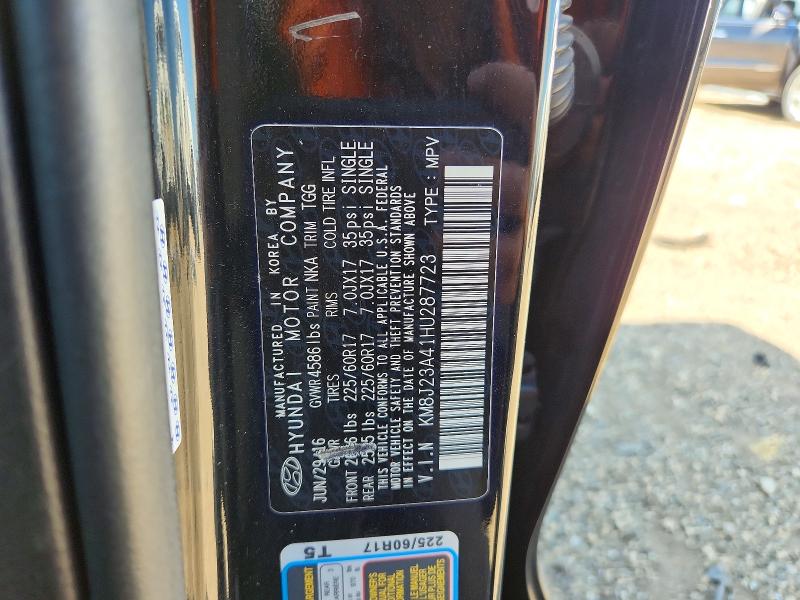 65055646 :رقم المزاد ، KM8J23A41HU287723 vin ، 2017 Hyundai Tucson مزاد بيع