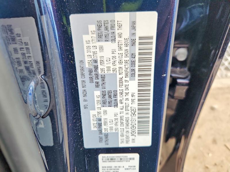2025 Mazda Cx-90 მანქანა იყიდება აუქციონზე, vin: JM3KKBHD1S1194287, აუქციონის ნომერი: 66095266