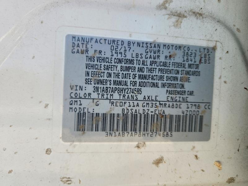 Aukcja sprzedaży 2017 Nissan Sentra, vin: 3N1AB7AP8HY274585, numer aukcji: 64496566