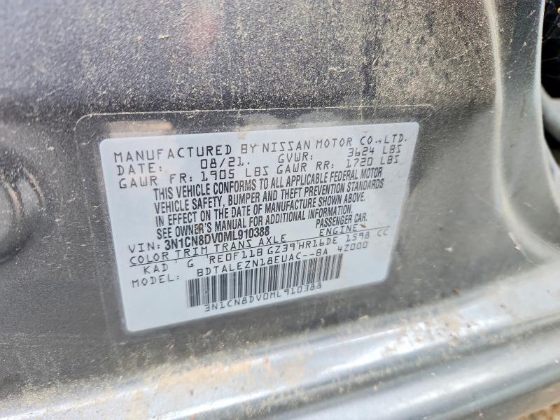 2021 Nissan Versa მანქანა იყიდება აუქციონზე, vin: 3N1CN8DV0ML910388, აუქციონის ნომერი: 63884876