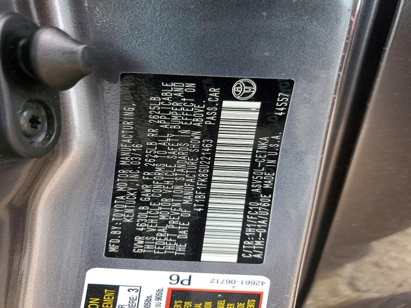 2016 Toyota Camry მანქანა იყიდება აუქციონზე, vin: 4T1BF1FK8GU221463, აუქციონის ნომერი: 64770366