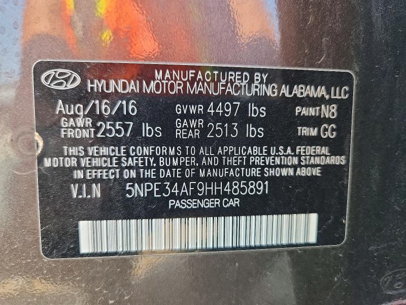 Aukcja sprzedaży 2017 Hyundai Sonata, vin: 5NPE34AF9HH485891, numer aukcji: 64382156