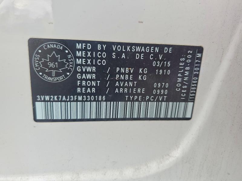 Продажа на аукционе авто 2015 Volkswagen Jetta, vin: 3VW2K7AJ3FM330186, номер лота: 65258576