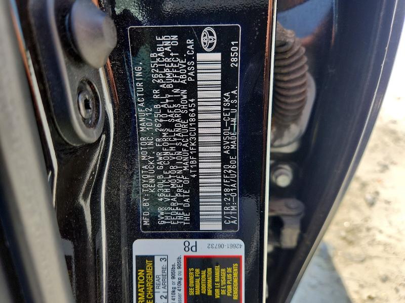 Продажа на аукционе авто 2012 Toyota Camry, vin: 4T1BF1FK3CU186454, номер лота: 65750426