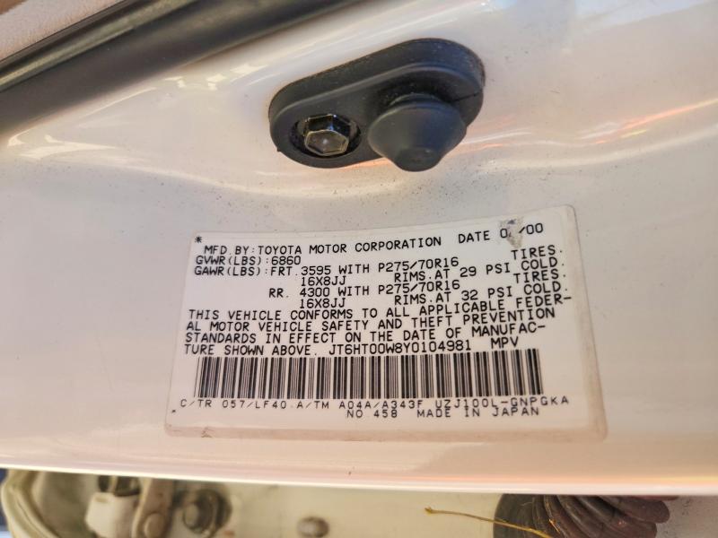 Aukcja sprzedaży 2000 Lexus Lx, vin: JT6HT00W8Y0104981, numer aukcji: 63866996