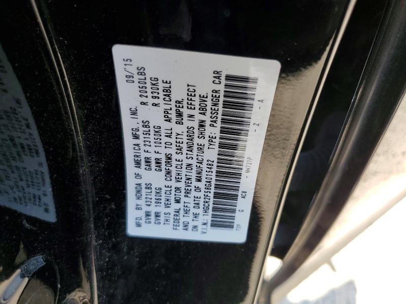 2016 Honda Accord მანქანა იყიდება აუქციონზე, vin: 1HGCR2F58GA015482, აუქციონის ნომერი: 63381396
