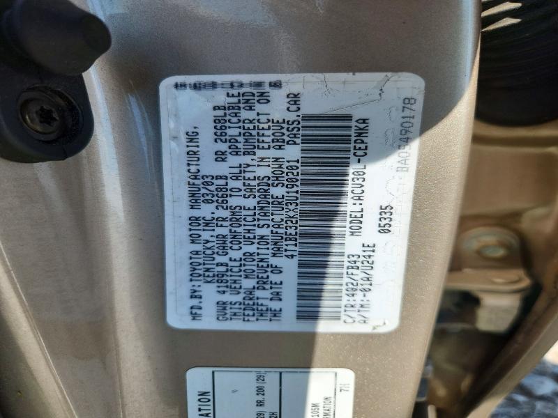 Продажа на аукционе авто 2003 Toyota Camry, vin: 4T1BE32KX3U190201, номер лота: 63819486