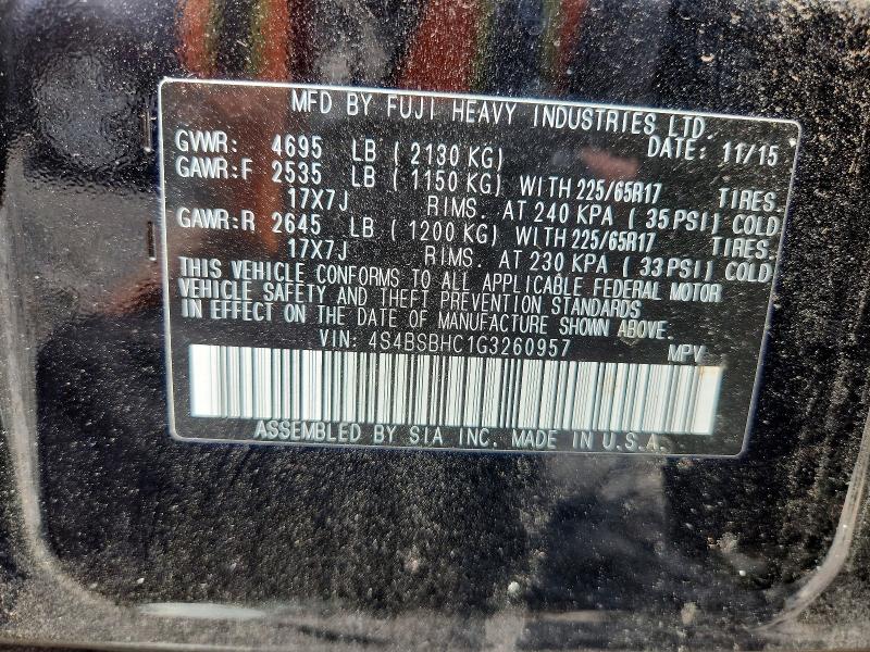 Продаж на аукціоні авто 2016 Subaru Outback, vin: 4S4BSBHC1G3260957, номер лоту: 65373396
