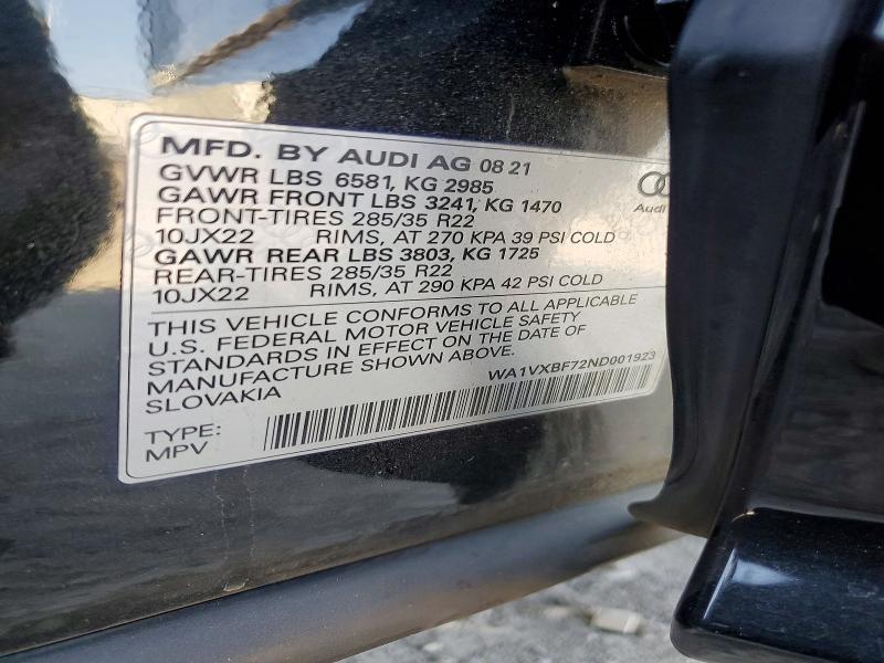 Продаж на аукціоні авто 2022 Audi Q7, vin: WA1VXBF72ND001923, номер лоту: 64282336