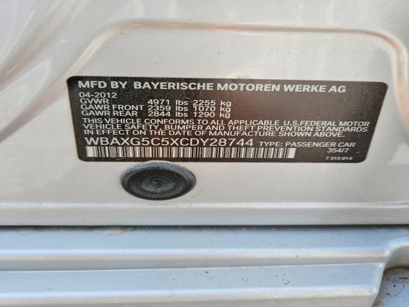 56879646 :رقم المزاد ، WBAXG5C5XCDY28744 vin ، 2012 Bmw 528 مزاد بيع
