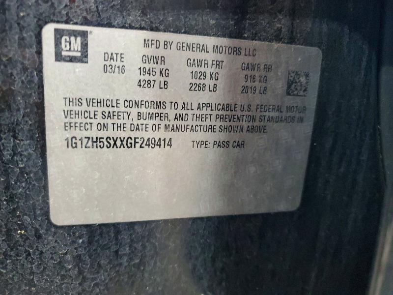 Продаж на аукціоні авто 2016 Chevrolet Malibu, vin: 1G1ZH5SXXGF249414, номер лоту: 64208066