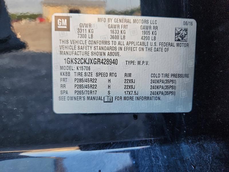 Aukcja sprzedaży 2016 Gmc Yukon, vin: 1GKS2CKJXGR428940, numer aukcji: 66449546