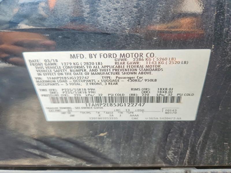 Aukcja sprzedaży 2018 Ford Taurus, vin: 1FAHP2E85JG122747, numer aukcji: 64109816