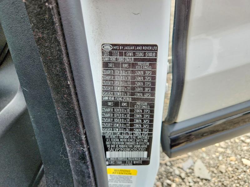 66560256 :رقم المزاد ، SALVP2RX8KH352091 vin ، 2019 Land Rover Range Rover Evoque مزاد بيع