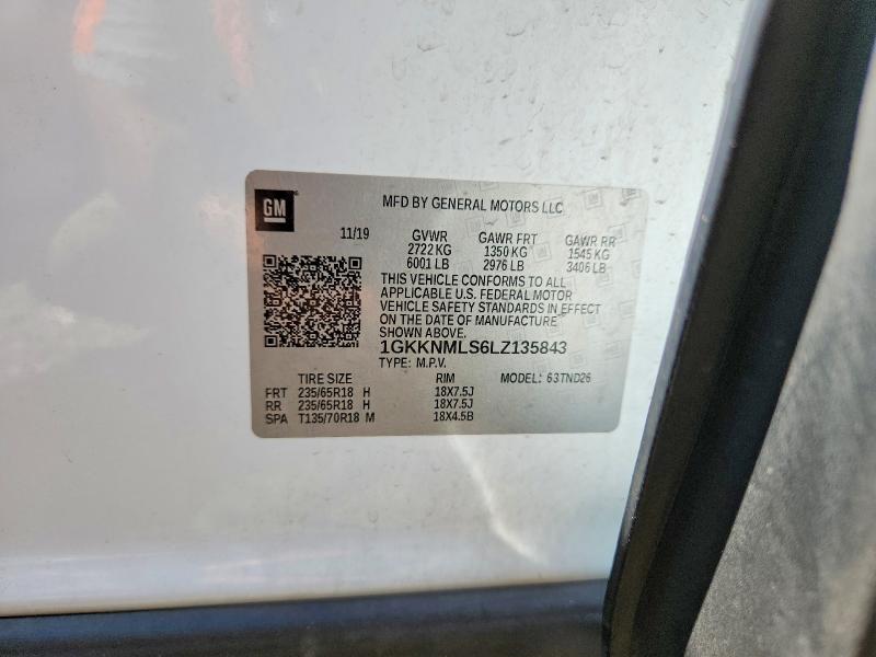Aukcja sprzedaży 2020 Gmc Acadia, vin: 1GKKNMLS6LZ135843, numer aukcji: 63918666
